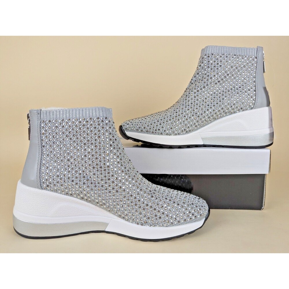 Aqua College Kandice Sneakers Womens 8.5 M Grey Rhinestones Waterproof Shoes NWB